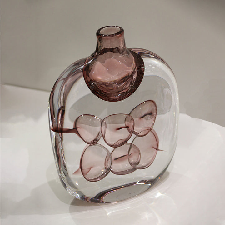 Claris - Medium/Large Modern Designer Clear Glass Art Vase Top View