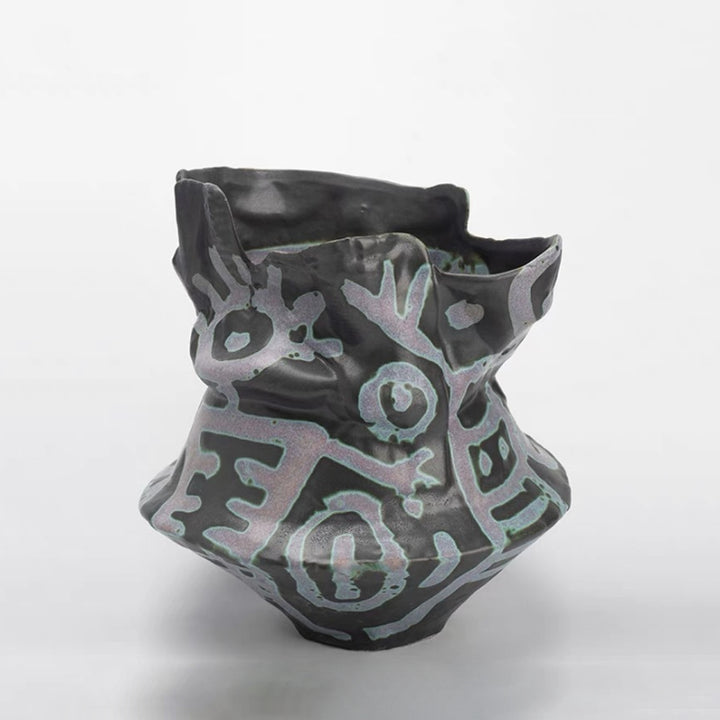 Obrion - 12.6 inch (32cm) Medium Abstract Wabi-Sabi Ceramic Art Decorative Vase Color 1